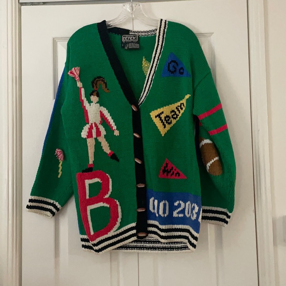BEREK New York Vintage hand knit football sweater S
